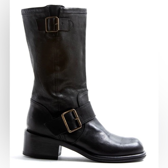 Fiorentini + Baker Mid-Calf Leather Moto Boots - sz 35